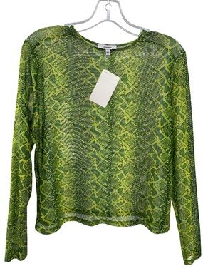 Miaou Neon Green Snake-Print Crewneck Top